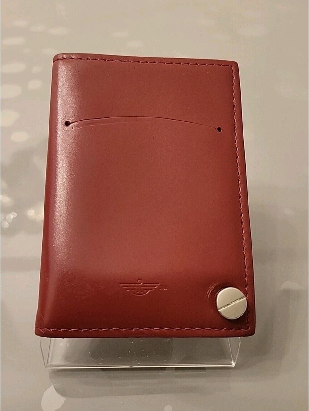 Vintage Dockers Burgundy Genuine Leather Credit Card Photo Holder wallet EUC